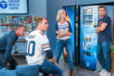 Taylor Kinney as Lt. Kelly Severide, Jesse Spencer as Matthew Casey, Kara Killmer as Sylvie Brett, Jesse Lee Soffer as Det. Jay Halstead in Chicago Fire - Season 8