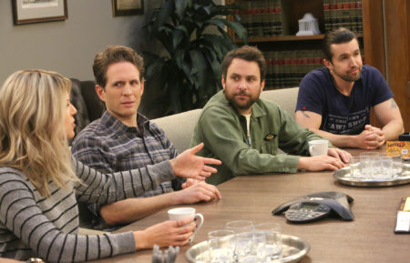 Kaitlin Olson, Glenn Howerton, Charlie Day, and Rob McElhenney in It's Always Sunny in Philadelphia - Hero or Hate Crime