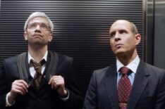 Jay Baruchel and Glenn Howerton in 'BlackBerry'