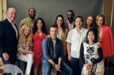 L-R: John C. McGinley, Virginia Madsen, Ser'Darius Blain, Noemi Gonzalez, Ian Harding, Erin Cahill, Dennis Haysbert, Osric Chau, Lucille Soong, Lindy Booth, and Rachelle Lefevre of 'Holidazed'