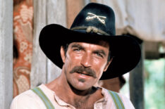 American actor Tom Selleck as Orrin Sackett in the TV movie 'The Sacketts', directed by Robert Totten, 1979.