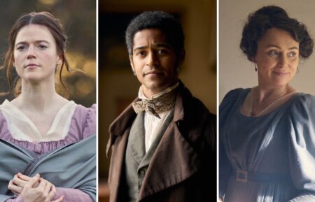 Rose Leslie, Alfred Enoch, and Keeley Hawes in 'Miss Austen'