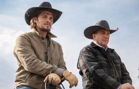 Luke Grimes as Kayce Dutton and Kevin Costner as John Dutton in 'Yellowstone'
