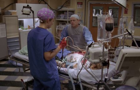 Alex Kingston as Corday, Paul McCrane as Romano, and Kellie Martin as Lucy — 'ER' Season 6 Episode 14