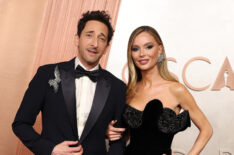 Adrien Brody and Georgina Chapman attends the 97th Annual Oscars at Dolby Theatre on March 02, 2025 in Hollywood, California