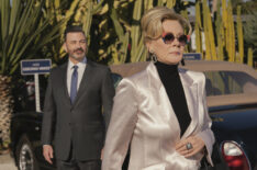 Jean Smart as Deborah Vance and Jimmy Kimmel as himself in 'Hacks' Season 4 Episode 5