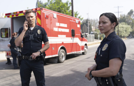 Eric Winter as Tim, Melissa O'Neil as Lucy — 'The Rookie' Season 7
