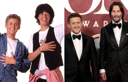 Alex Winter and Keanu Reeves of 'Bill & Ted's Excellent Adventure' attend the 2025 Tony Awards